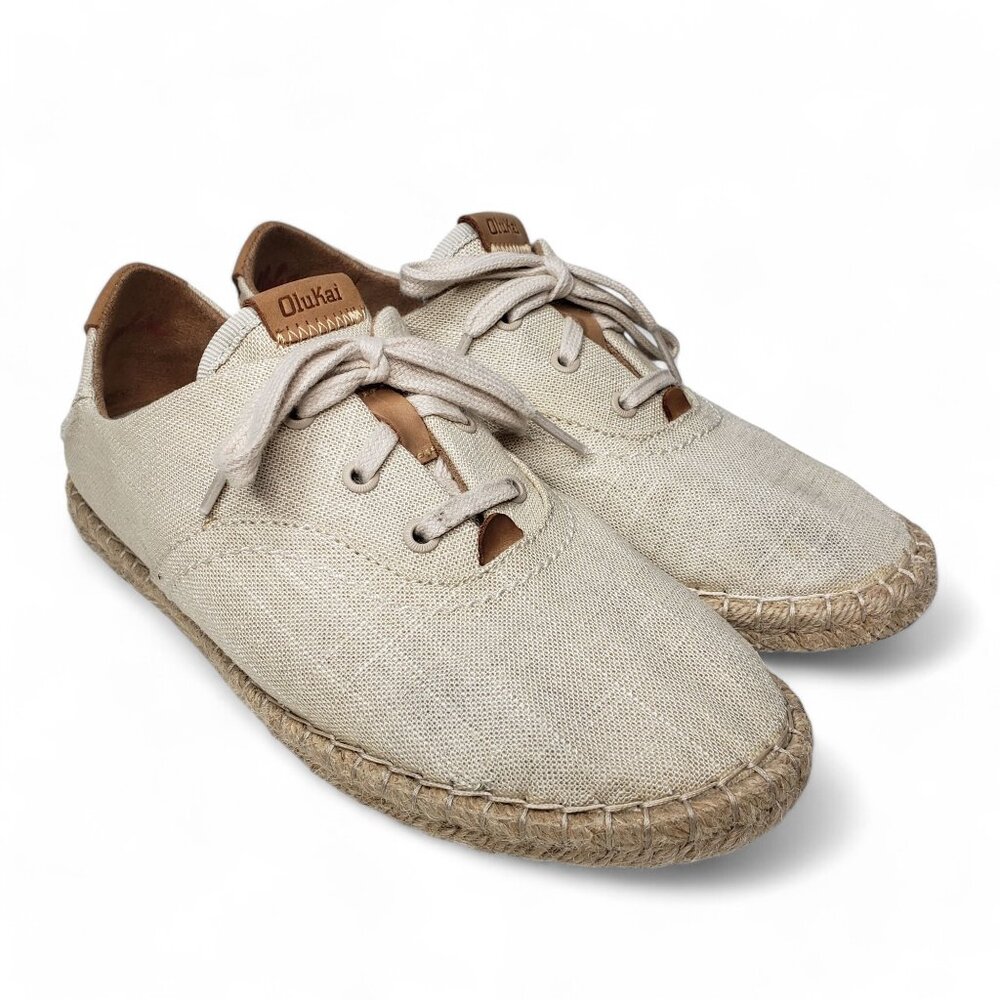 Olukai Pa'a Li Canvas Espadrille Women's Beach Resort Boho Hawaiian Burlap 7.5